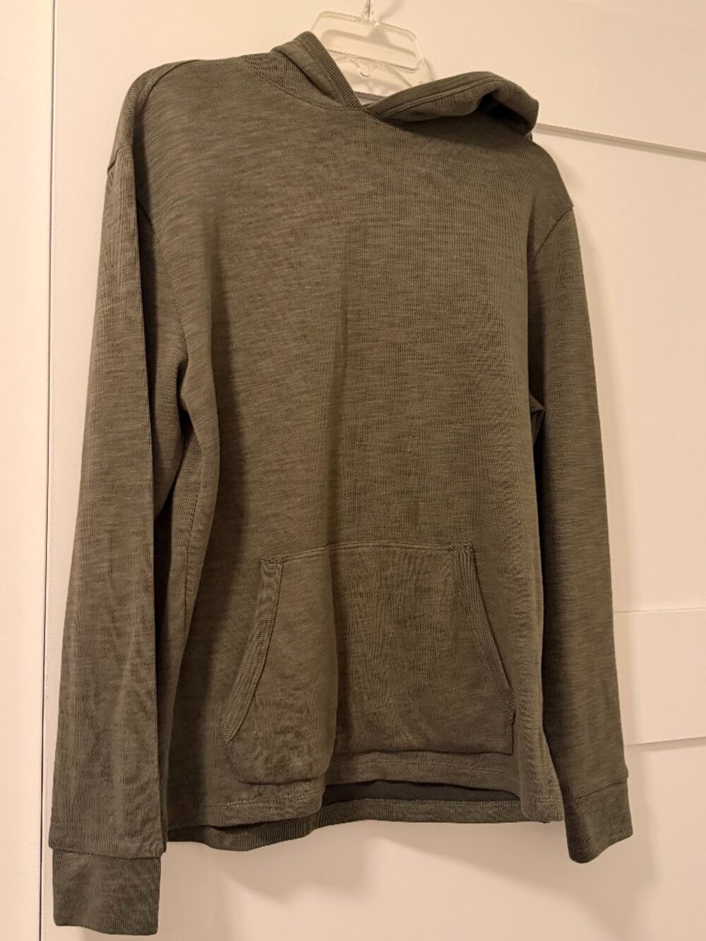 Express Mens S Green Gray Hoodie Sweatshirt Minimalist Casual Pullover Unisex